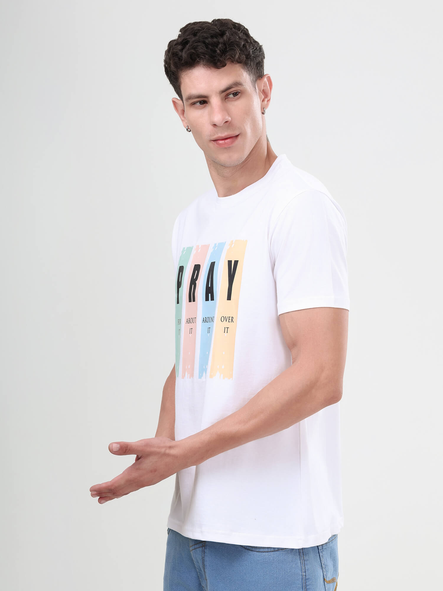 Pray Script Regular Fit Printed T-Shirts